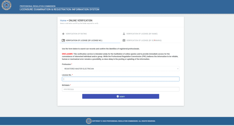 prc verification by license number philippines