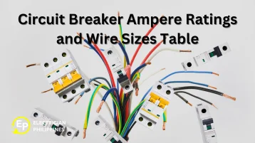 Circuit Breaker Ampere Ratings and its Equivalent Wire Sizes Table