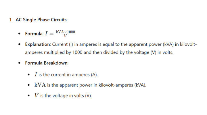 Kilovolt-Amperes (kVA) to Ampere (A) Calculator | Electrician Philippines